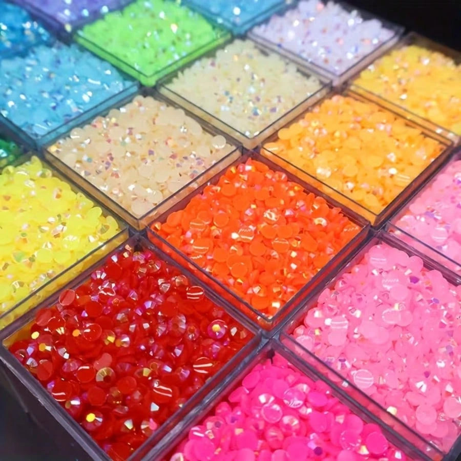 24999pcs 3mm 28 Colors Flat Back Jelly Rhinestones, Round Resin Crystals, Shiny Decorative Accessories For Shoes, Clothes, Phone Cases, Suitable For DIY Enthusiasts