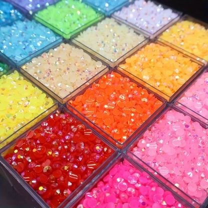 24999pcs 3mm 28 Colors Flat Back Jelly Rhinestones, Round Resin Crystals, Shiny Decorative Accessories For Shoes, Clothes, Phone Cases, Suitable For DIY Enthusiasts