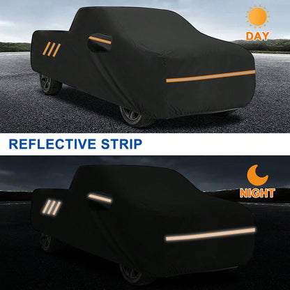 250*80*65 Inch Pickup Truck Car Cover 210D PU Waterproof Heavy Duty All Weather Outdoor Full Car Cover With Reflective Strips, Windproof Straps, UV Protection, Scratch & Dust Resistant, Tear Resistant