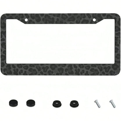 2D Flat, A Metal License Plate Frame| 12x6inch Aluminum,Black Leopard Print,Suitable For Sedans,SUV,Pickup Trucks And Commercial Vehicles,Includes Mounting Screws And Washers,Car Decor,License Plat