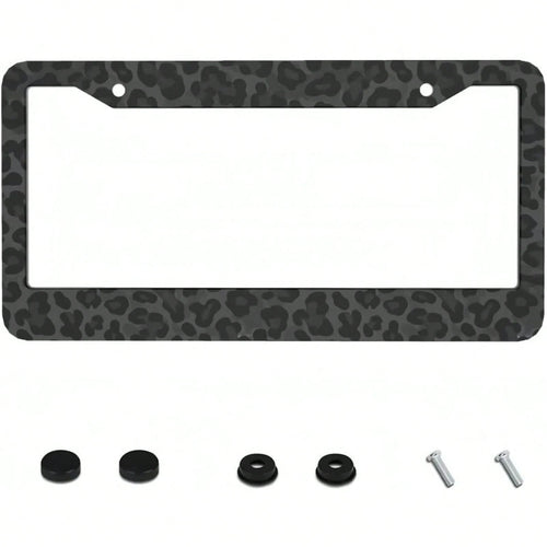 2D Flat, A Metal License Plate Frame| 12x6inch Aluminum,Black Leopard Print,Suitable For Sedans,SUV,Pickup Trucks And Commercial Vehicles,Includes Mounting Screws And Washers,Car Decor,License Plat