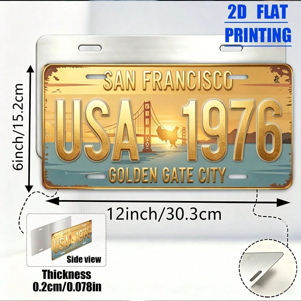 2D Flat Print, 1 Piece, Vintage San Francisco Style, Aluminum Decorative License Plate, Friends, Birthdays, Collectors, Suitable Garage, Bar Decoration, Indoor Living Room, Outdoor Garden Decoration