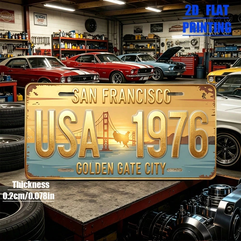 2D Flat Print, 1 Piece, Vintage San Francisco Style, Aluminum Decorative License Plate, Friends, Birthdays, Collectors, Suitable Garage, Bar Decoration, Indoor Living Room, Outdoor Garden Decoration