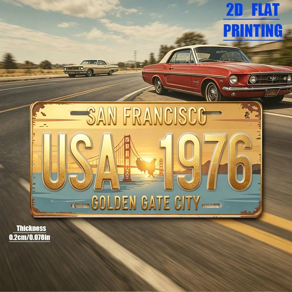 2D Flat Print, 1 Piece, Vintage San Francisco Style, Aluminum Decorative License Plate, Friends, Birthdays, Collectors, Suitable Garage, Bar Decoration, Indoor Living Room, Outdoor Garden Decoration