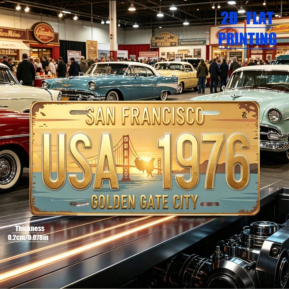 2D Flat Print, 1 Piece, Vintage San Francisco Style, Aluminum Decorative License Plate, Friends, Birthdays, Collectors, Suitable Garage, Bar Decoration, Indoor Living Room, Outdoor Garden Decoration