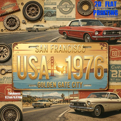 2D Flat Print, 1 Piece, Vintage San Francisco Style, Aluminum Decorative License Plate, Friends, Birthdays, Collectors, Suitable Garage, Bar Decoration, Indoor Living Room, Outdoor Garden Decoration