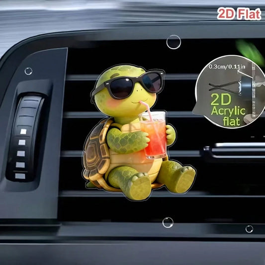 2D Flat Version, Cute Turtle-Shaped Fragrance Diffuser Sheet- Suitable For Fragrance Diffusing System, Can Be Combined With DIY Essential Oil, Car Air Freshener, Turtle-Shaped Car Accessories, Can Be
