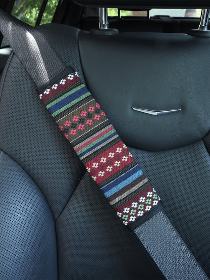 2pcs/1pc Bohemian Style Seat Belt Covers, Made Of Breathable Linen Weaving Material, Suitable For Most Cars, Trucks And SUVs, Bohemian Style Car Interior Accessories