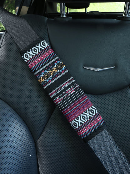 2pcs/1pc Bohemian Style Seat Belt Covers, Made Of Breathable Linen Weaving Material, Suitable For Most Cars, Trucks And SUVs, Bohemian Style Car Interior Accessories
