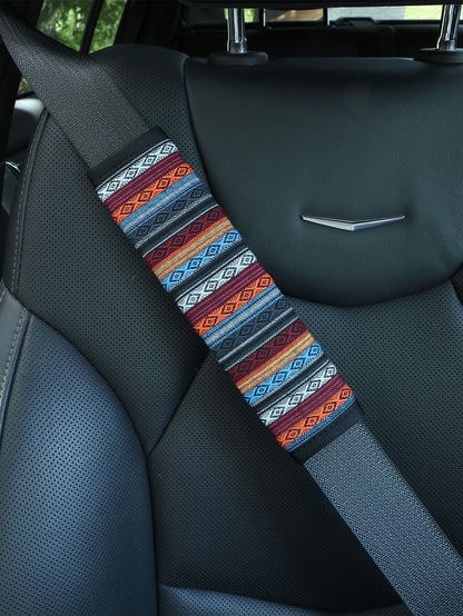 2pcs/1pc Bohemian Style Seat Belt Covers, Made Of Breathable Linen Weaving Material, Suitable For Most Cars, Trucks And SUVs, Bohemian Style Car Interior Accessories