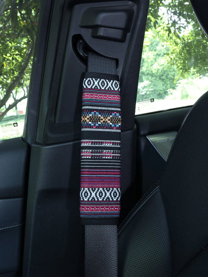 2pcs/1pc Bohemian Style Seat Belt Covers, Made Of Breathable Linen Weaving Material, Suitable For Most Cars, Trucks And SUVs, Bohemian Style Car Interior Accessories