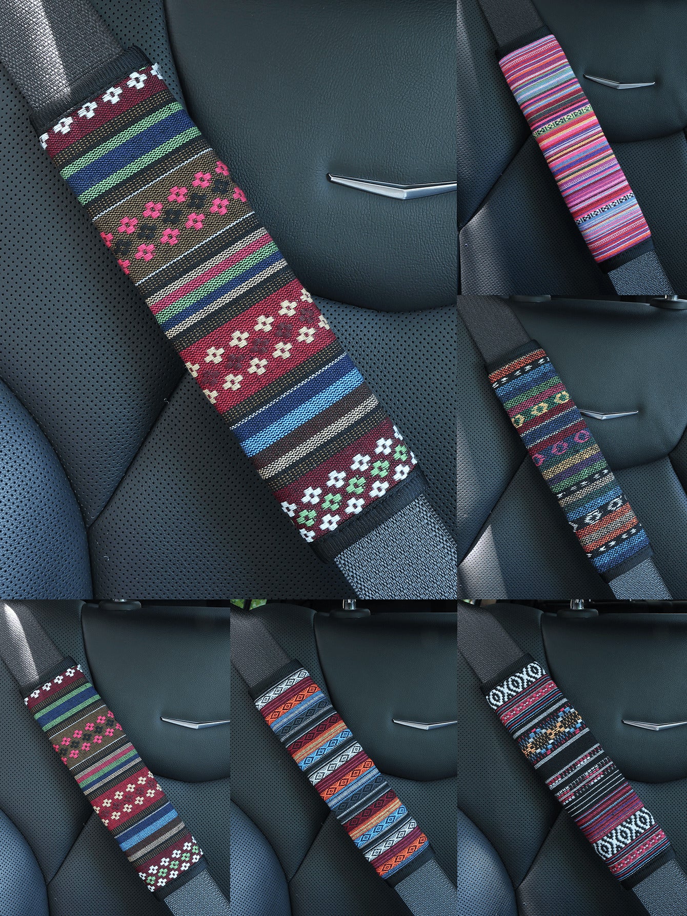 2pcs/1pc Bohemian Style Seat Belt Covers, Made Of Breathable Linen Weaving Material, Suitable For Most Cars, Trucks And SUVs, Bohemian Style Car Interior Accessories