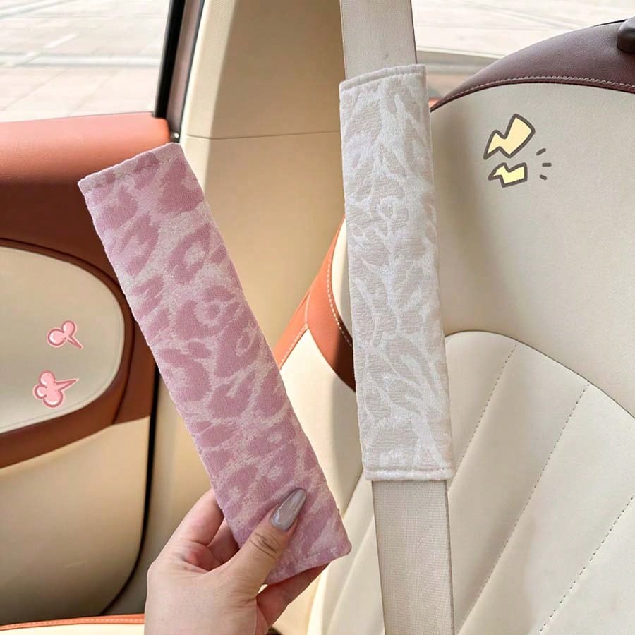 2pcs/1pc Car Seat Belt Shoulder Protector Leopard Print Car Seat Belt Protector Car Interior Supplies Seat Belt Cover Car Accessories
