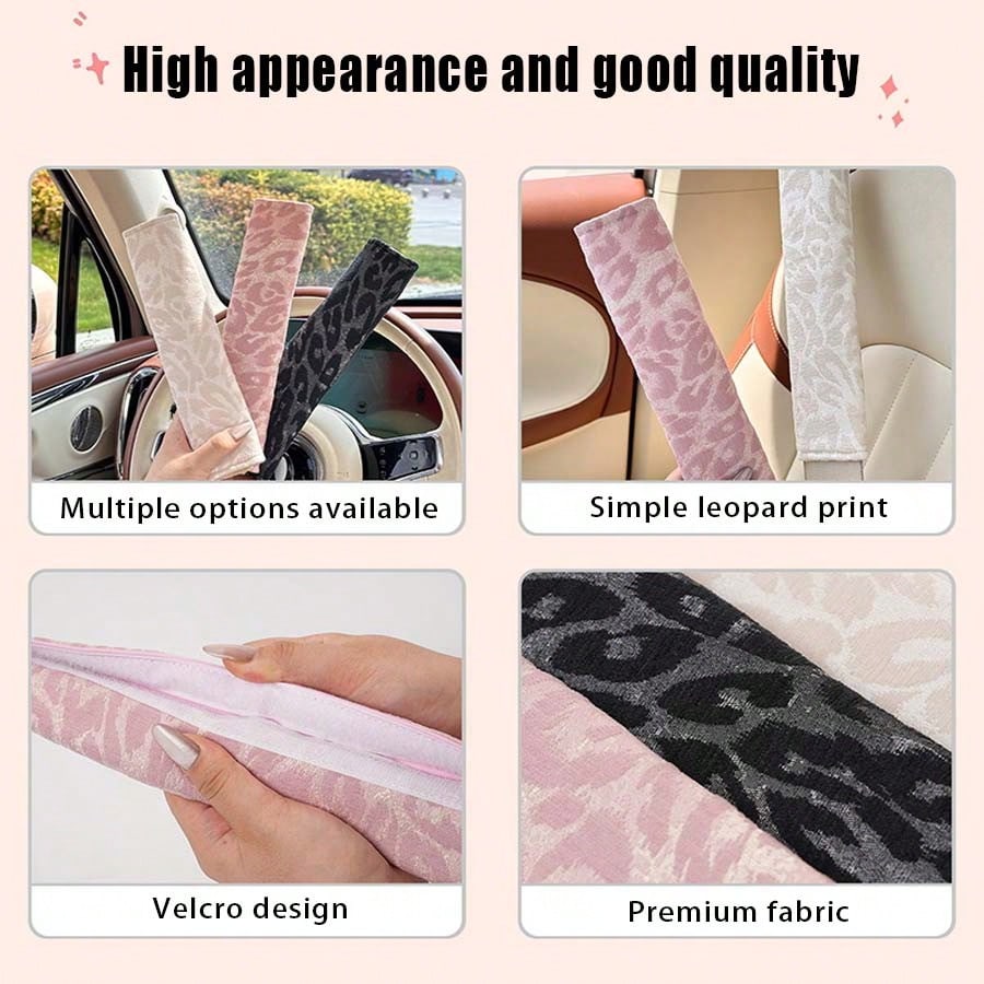 2pcs/1pc Car Seat Belt Shoulder Protector Leopard Print Car Seat Belt Protector Car Interior Supplies Seat Belt Cover Car Accessories