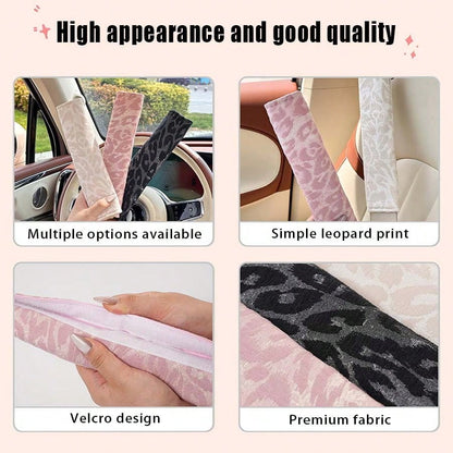 2pcs/1pc Car Seat Belt Shoulder Protector Leopard Print Car Seat Belt Protector Car Interior Supplies Seat Belt Cover Car Accessories