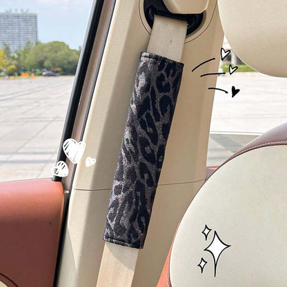 2pcs/1pc Car Seat Belt Shoulder Protector Leopard Print Car Seat Belt Protector Car Interior Supplies Seat Belt Cover Car Accessories