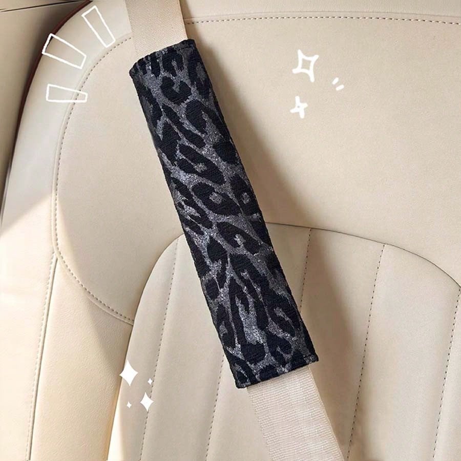 2pcs/1pc Car Seat Belt Shoulder Protector Leopard Print Car Seat Belt Protector Car Interior Supplies Seat Belt Cover Car Accessories