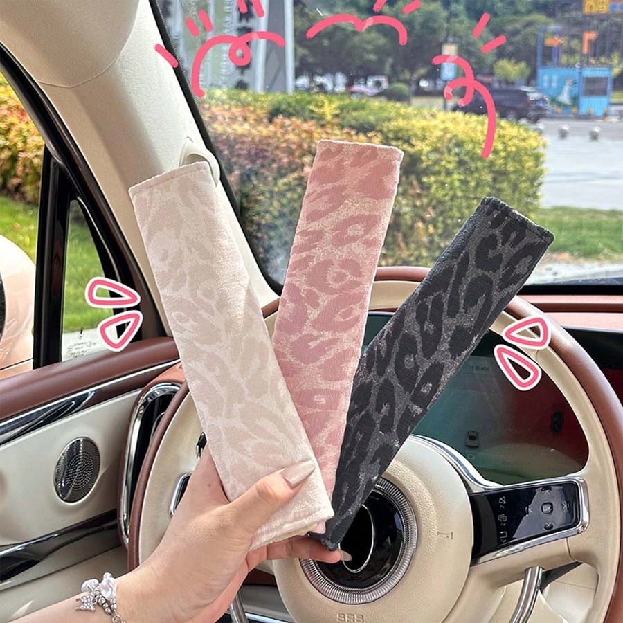2pcs/1pc Car Seat Belt Shoulder Protector Leopard Print Car Seat Belt Protector Car Interior Supplies Seat Belt Cover Car Accessories