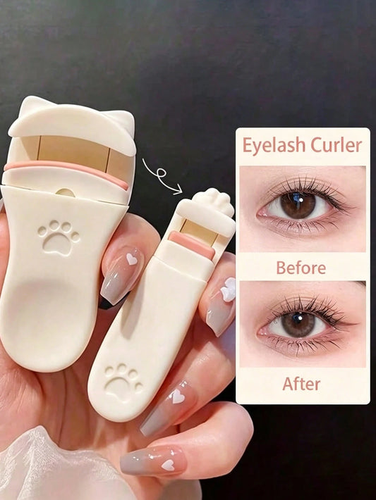 2pcs/1pc Portable Eyelash Curler, Portable Cat Paw Eyelash Curler, Edgeless Long-Lasting Curling Tool, Gentle Partial Clamp For Natural Lashes, Fragrance-Free Manual Eyelash Styler