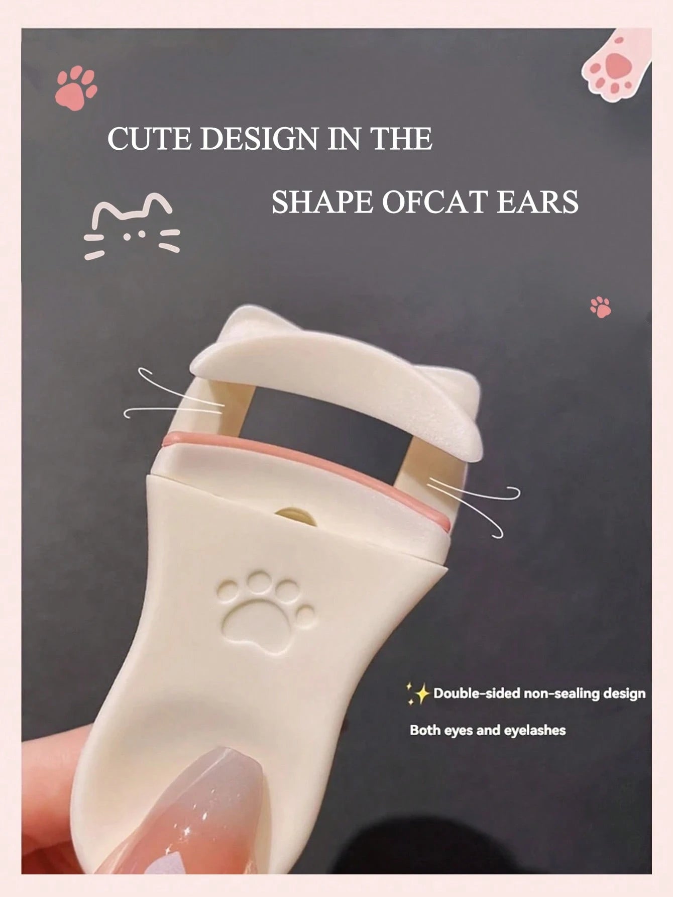 2pcs/1pc Portable Eyelash Curler, Portable Cat Paw Eyelash Curler, Edgeless Long-Lasting Curling Tool, Gentle Partial Clamp For Natural Lashes, Fragrance-Free Manual Eyelash Styler