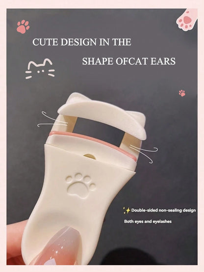 2pcs/1pc Portable Eyelash Curler, Portable Cat Paw Eyelash Curler, Edgeless Long-Lasting Curling Tool, Gentle Partial Clamp For Natural Lashes, Fragrance-Free Manual Eyelash Styler