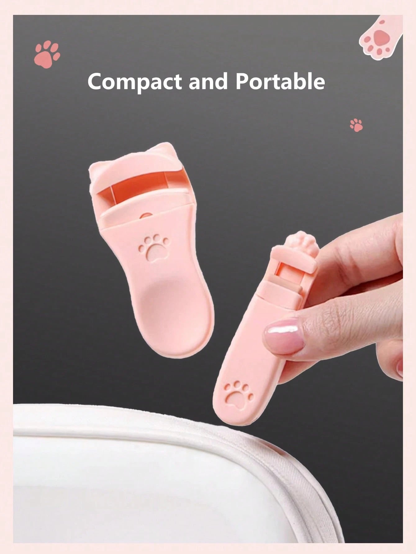 2pcs/1pc Portable Eyelash Curler, Portable Cat Paw Eyelash Curler, Edgeless Long-Lasting Curling Tool, Gentle Partial Clamp For Natural Lashes, Fragrance-Free Manual Eyelash Styler