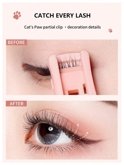 2pcs/1pc Portable Eyelash Curler, Portable Cat Paw Eyelash Curler, Edgeless Long-Lasting Curling Tool, Gentle Partial Clamp For Natural Lashes, Fragrance-Free Manual Eyelash Styler