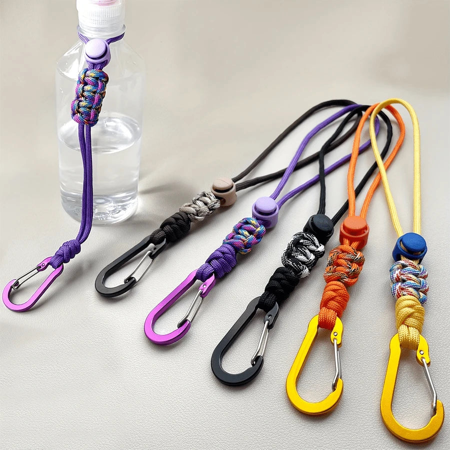 2pcs/1pc Portable Water Bottle Lanyard With Keychain, Heavy Duty Aluminum Alloy Clip, Water Bottle Shoulder Strap, Water Bottle Accessories, Multiple Colors Available, Suitable For Back To School, Fit