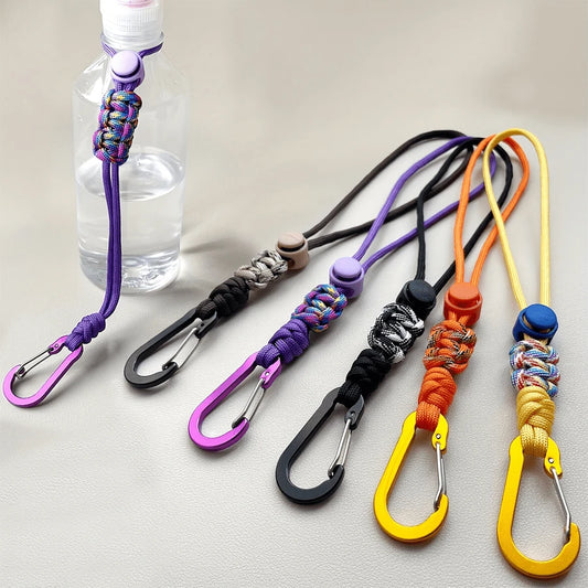 2pcs/1pc Portable Water Bottle Lanyard With Keychain, Heavy Duty Aluminum Alloy Clip, Water Bottle Shoulder Strap, Water Bottle Accessories, Multiple Colors Available, Suitable For Back To School, Fit