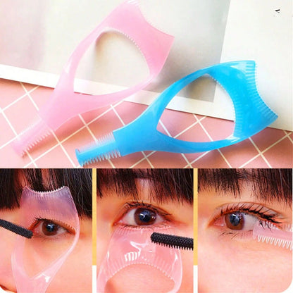2pcs 3-In-1 Eyelash Applicator, Eyelash Mascara Protector Tool, Eyelash Assist Device, 1 Reusable Makeup Helper, Suitable For Beginners To Perfectly Apply Mascara And Eyeliner, Create Natural Clump-Fr