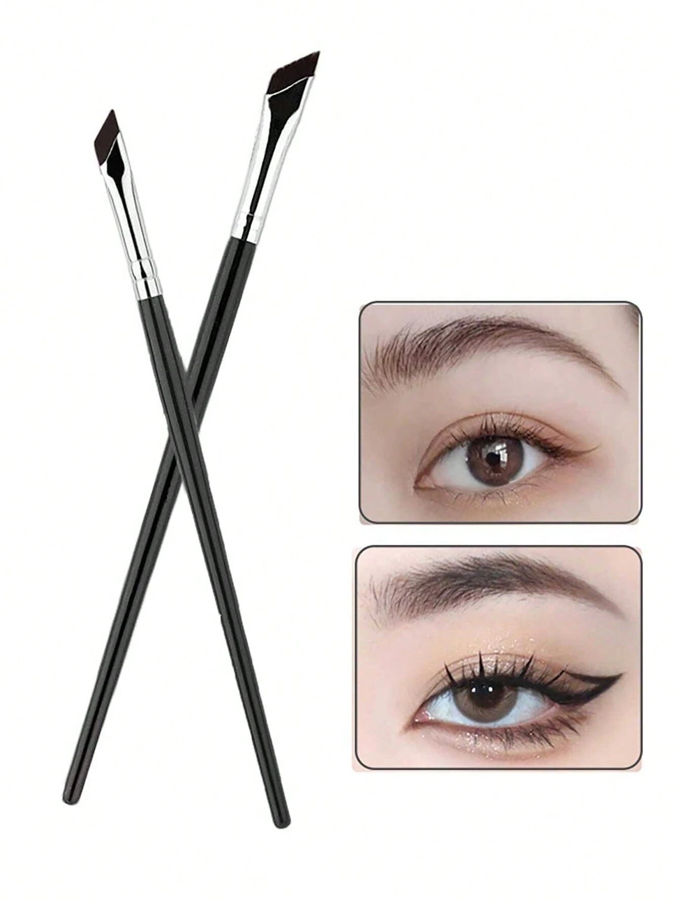 2pcs Angled Eyebrow Brush And Eyeliner Gel Makeup Brush, Blending Brush For Eyebrows And Eye Area,Foundation Brush,Concealer Brush,Blush Brush,Contour Brush,Blush Brush,Bronzer Brush,Powder Brush,Foun