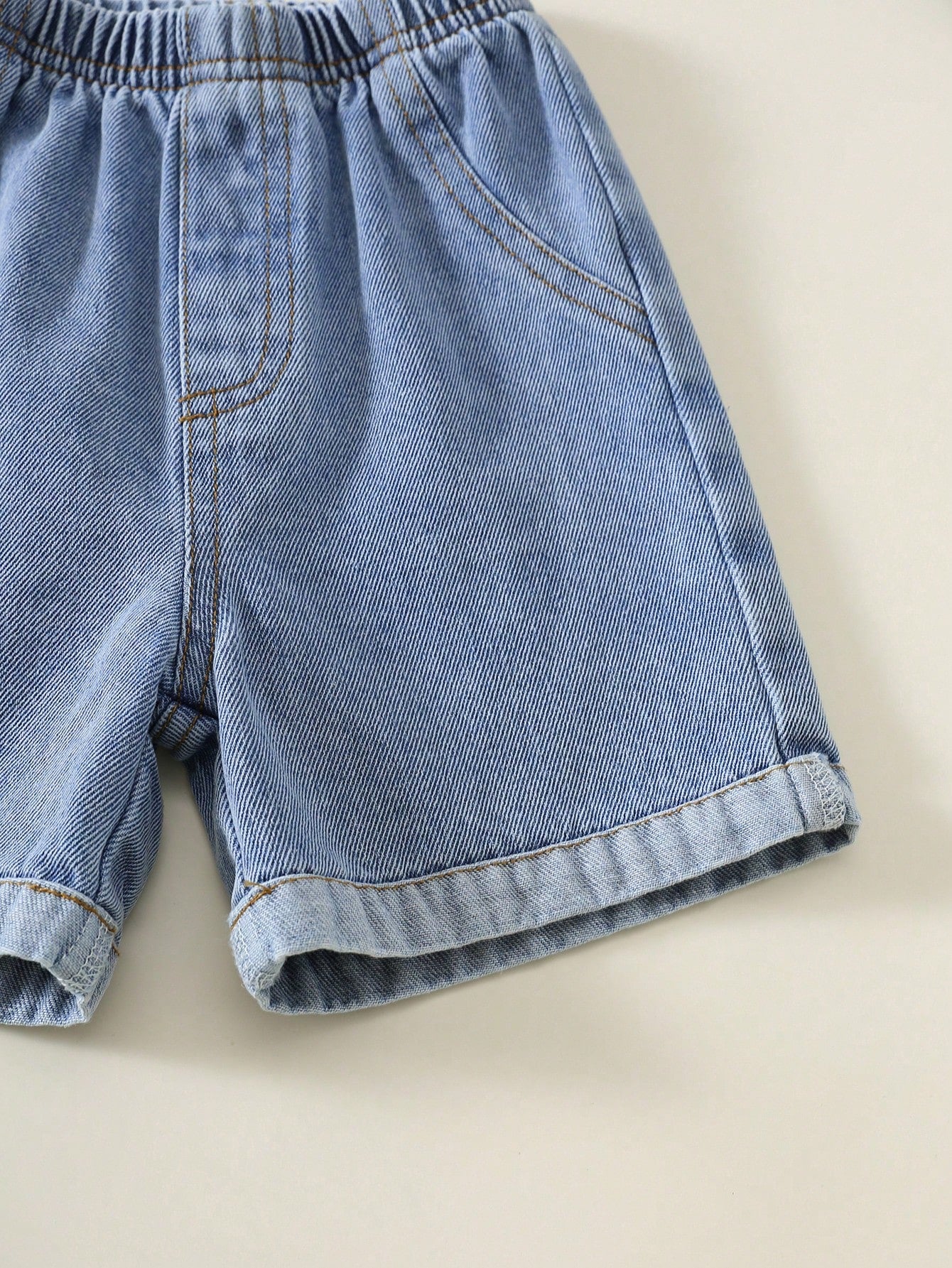 2pcs Baby Boy Summer Casual Cute Dinosaur Short Sleeve T-Shirt And Denim Shorts Set, Denim, Suitable For Spring And Summer, Cute Outfit, Baby Boy Set, Summer Set, Denim Set