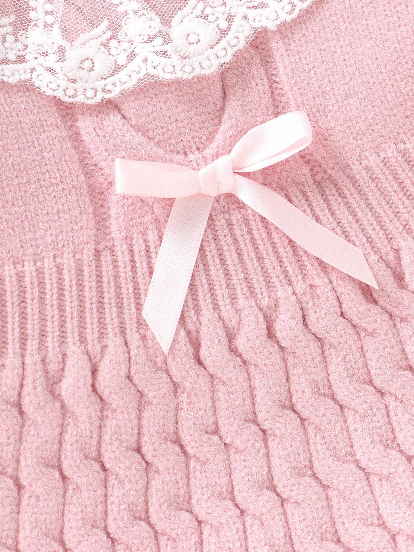 2pcs Baby Girls' Pink Autumn Cute Lace Birthday Sweater Dress And Knit Leggings Set,Featuring Twisted Cord,Bow Details,Soft Knit For Daily,Outdoor