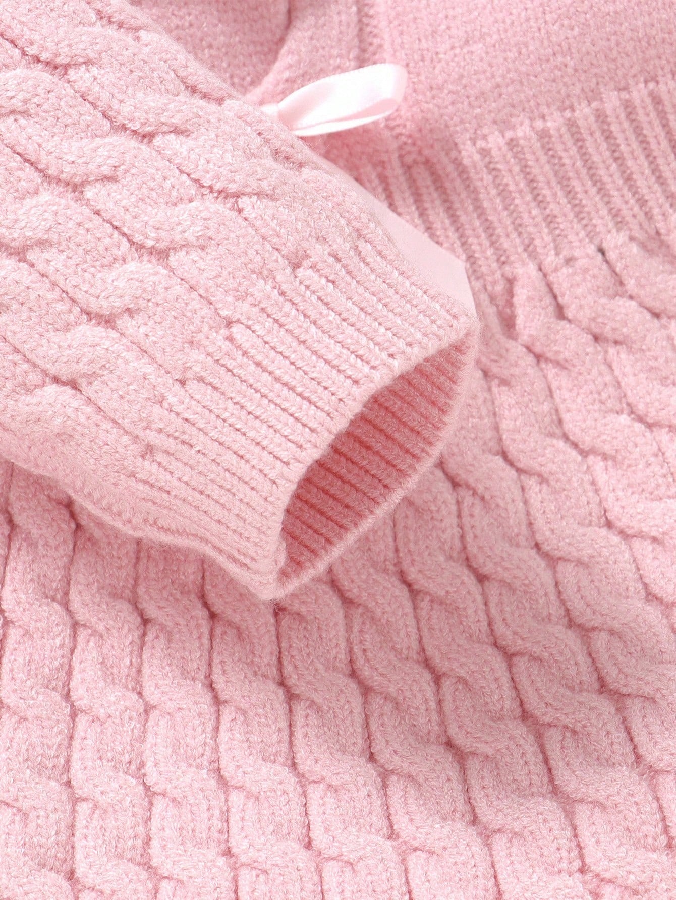 2pcs Baby Girls' Pink Autumn Cute Lace Birthday Sweater Dress And Knit Leggings Set,Featuring Twisted Cord,Bow Details,Soft Knit For Daily,Outdoor