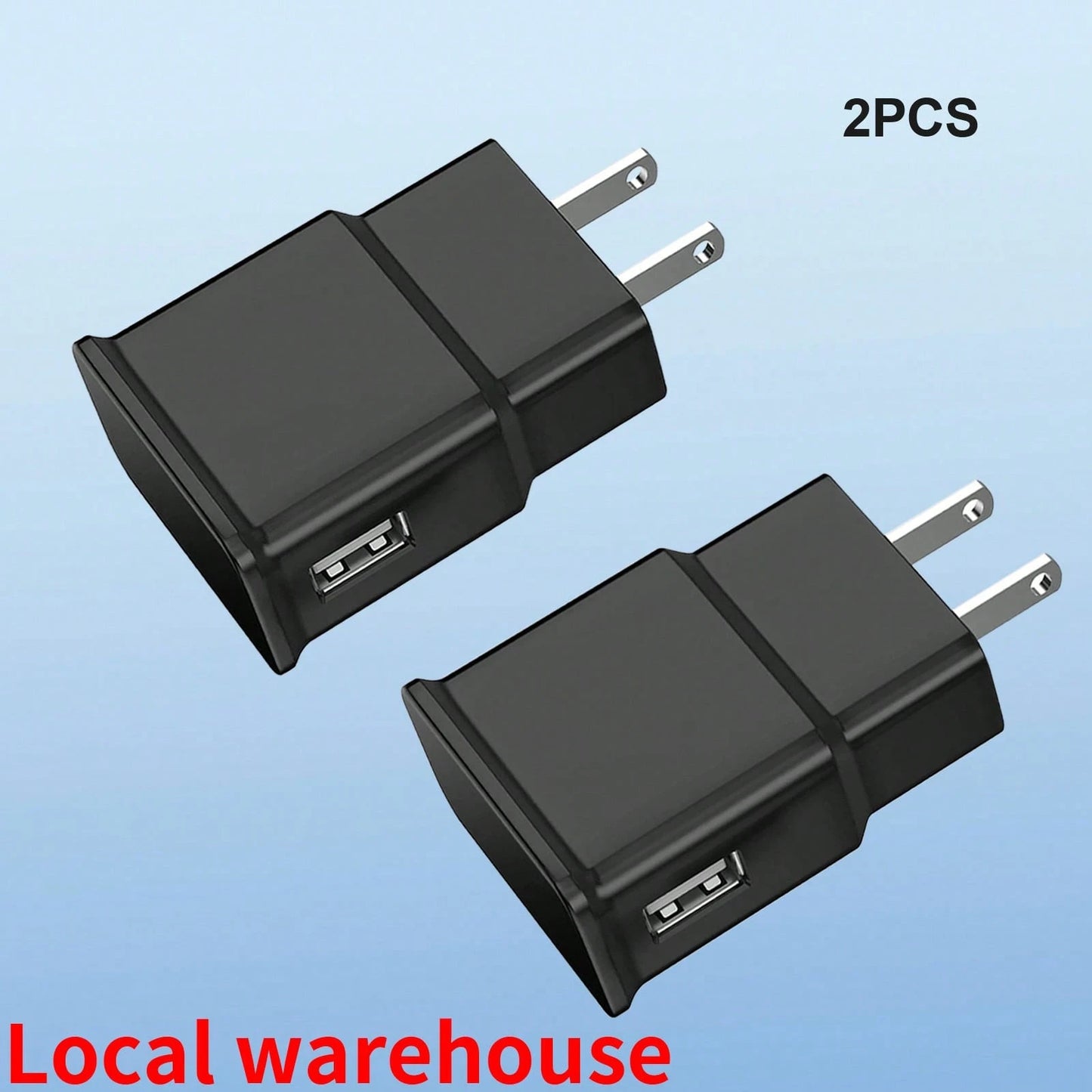2Pcs Black USB-A Wall Charger, Fast Charging For Galaxy & Android Devices, Compact Portable Power Adapter, Local Warehouse Phone Charger High Output Power