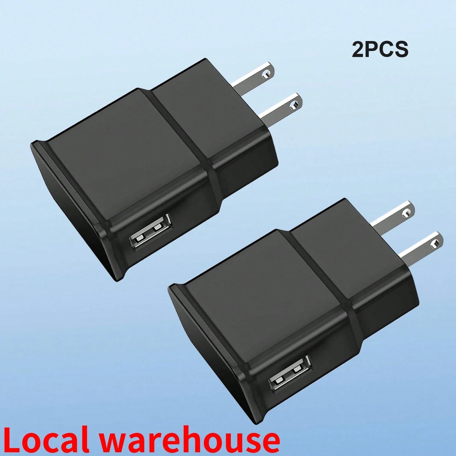 2Pcs Black USB-A Wall Charger, Fast Charging For Galaxy & Android Devices, Compact Portable Power Adapter, Local Warehouse Phone Charger High Output Power