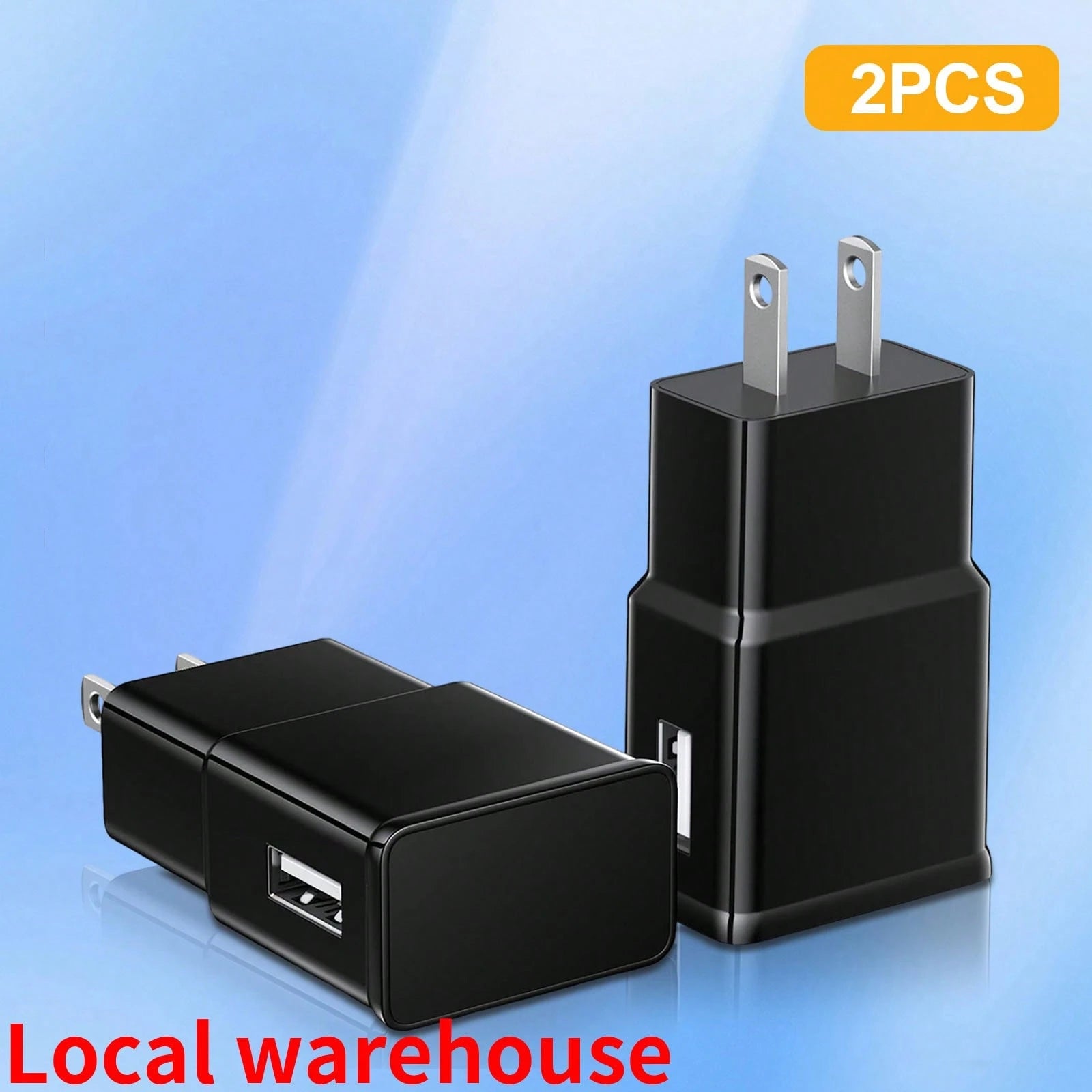 2Pcs Black USB-A Wall Charger, Fast Charging For Galaxy & Android Devices, Compact Portable Power Adapter, Local Warehouse Phone Charger High Output Power
