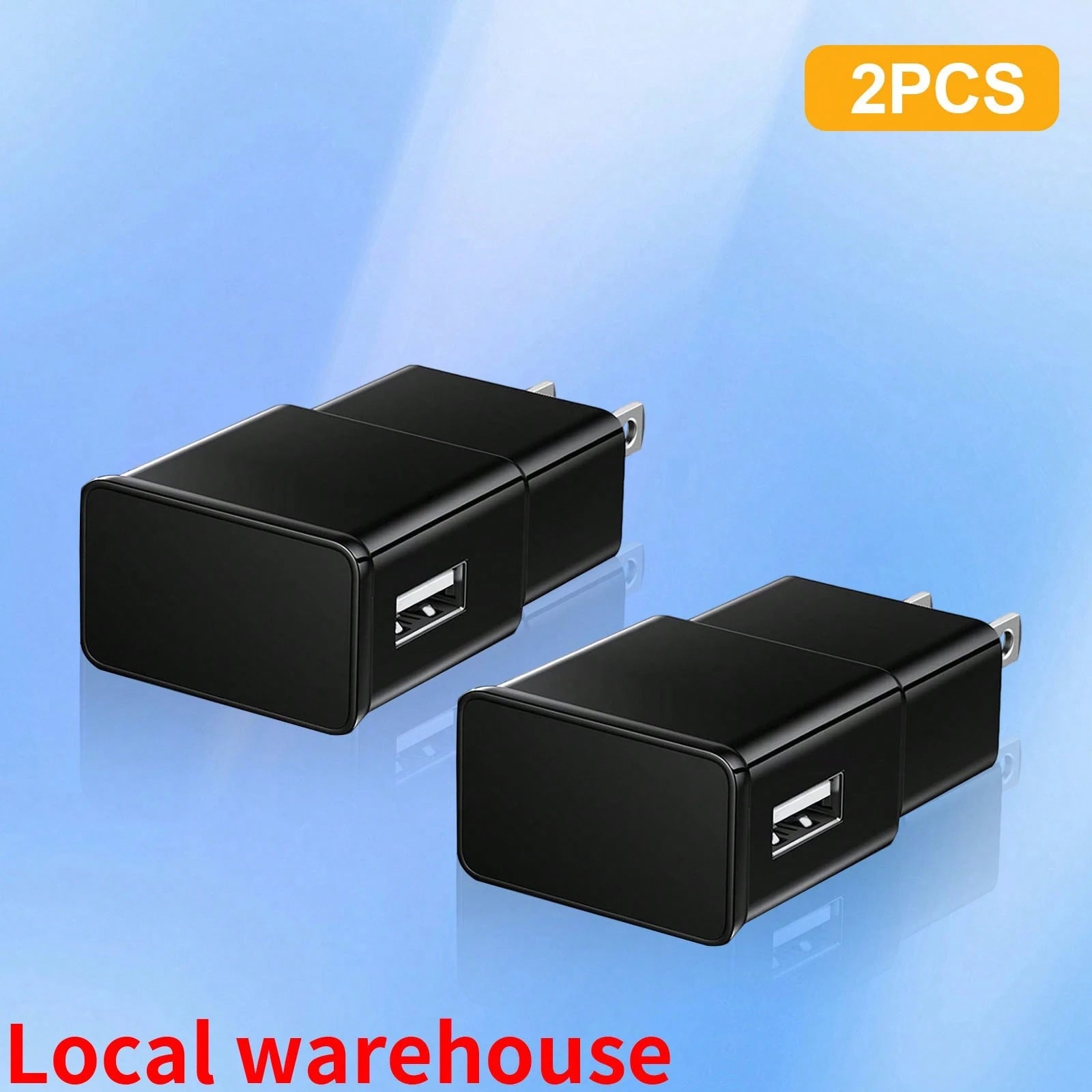 2Pcs Black USB-A Wall Charger, Fast Charging For Galaxy & Android Devices, Compact Portable Power Adapter, Local Warehouse Phone Charger High Output Power