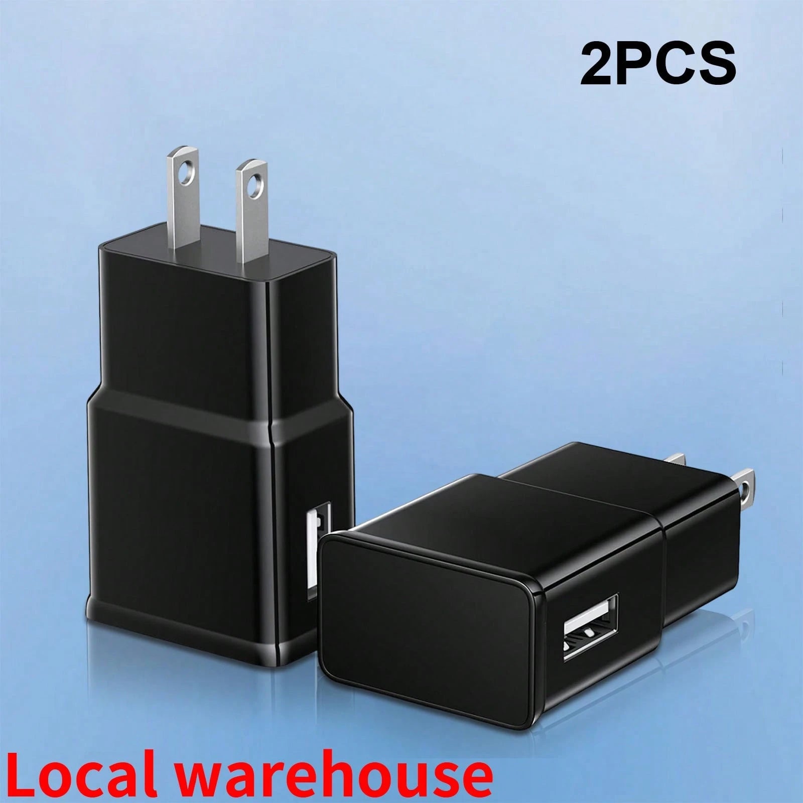 2Pcs Black USB-A Wall Charger, Fast Charging For Galaxy & Android Devices, Compact Portable Power Adapter, Local Warehouse Phone Charger High Output Power