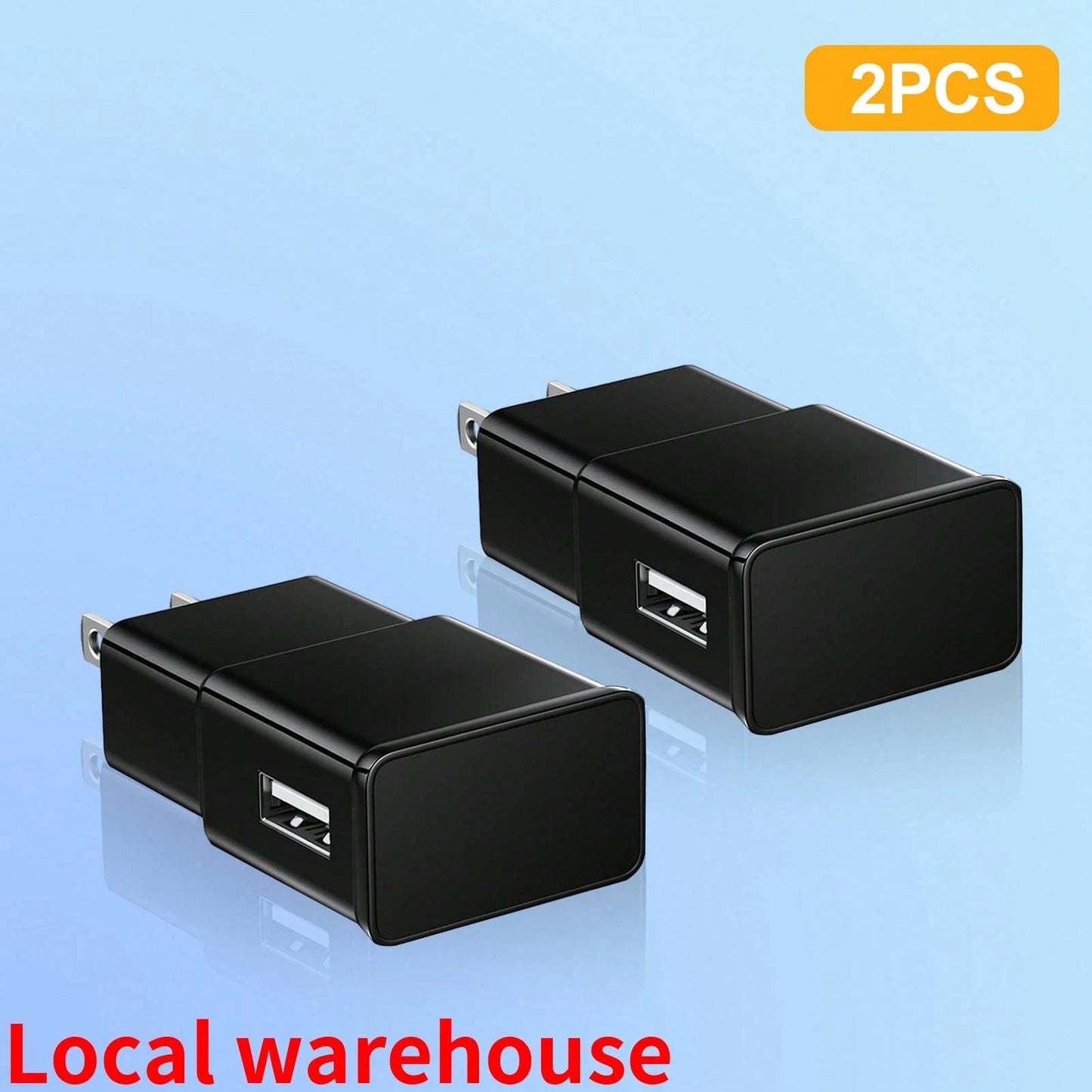 2Pcs Black USB-A Wall Charger, Fast Charging For Galaxy & Android Devices, Compact Portable Power Adapter, Local Warehouse Phone Charger High Output Power