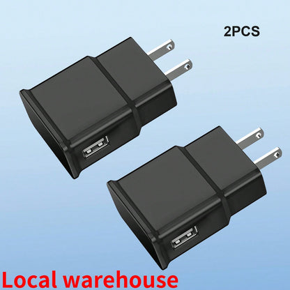 2Pcs Black USB-A Wall Charger, Fast Charging For Galaxy & Android Devices, Compact Portable Power Adapter, Local Warehouse Phone Charger High Output Power