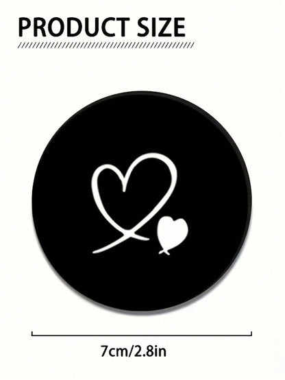 2pcs Black & White Double Heart Car Cup Holders, Vintage Brown Background With Pink Polka Dot Style, Protects Car Interior Space, Easy To Clean, Suitable For SUV Or Any Other Car Models. Universal Car