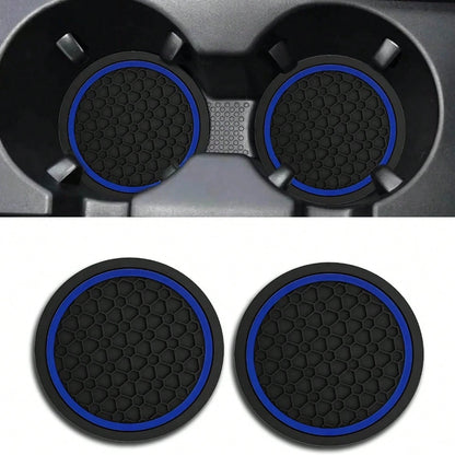 2PCS Car Coasters, Dust-Proof Car Interior Accessories Mats, 2.75-Inch Non-Slip Water Coasters, Suitable For Vehicles, Trucks, RVs, Etc.