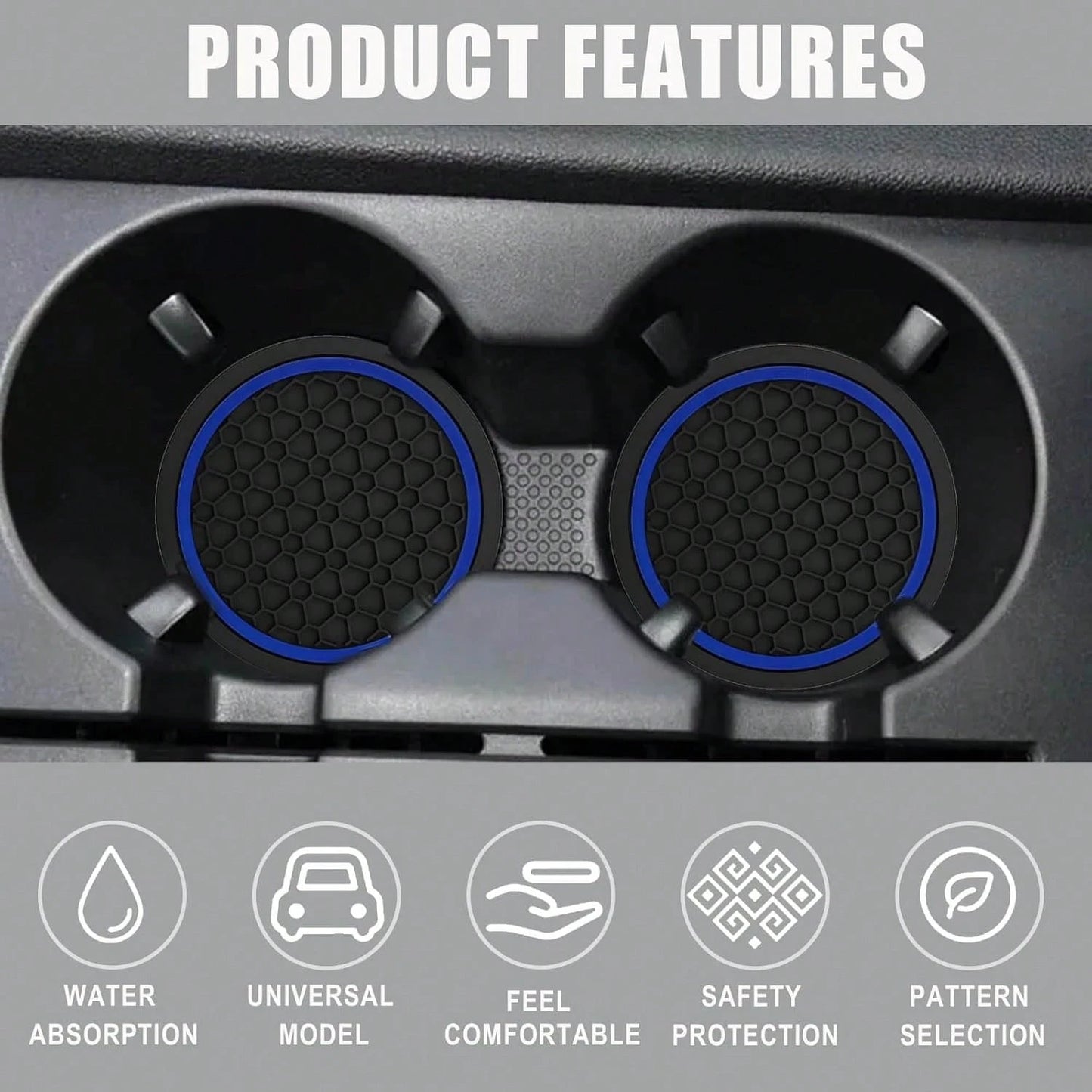 2PCS Car Coasters, Dust-Proof Car Interior Accessories Mats, 2.75-Inch Non-Slip Water Coasters, Suitable For Vehicles, Trucks, RVs, Etc.