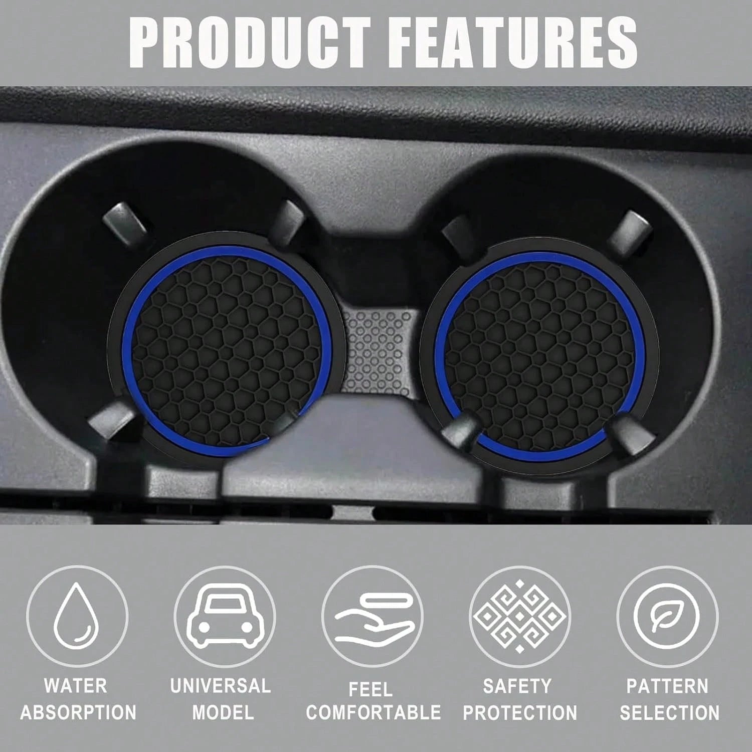 2PCS Car Coasters, Dust-Proof Car Interior Accessories Mats, 2.75-Inch Non-Slip Water Coasters, Suitable For Vehicles, Trucks, RVs, Etc.
