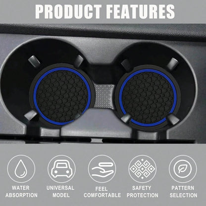 2PCS Car Coasters, Dust-Proof Car Interior Accessories Mats, 2.75-Inch Non-Slip Water Coasters, Suitable For Vehicles, Trucks, RVs, Etc.