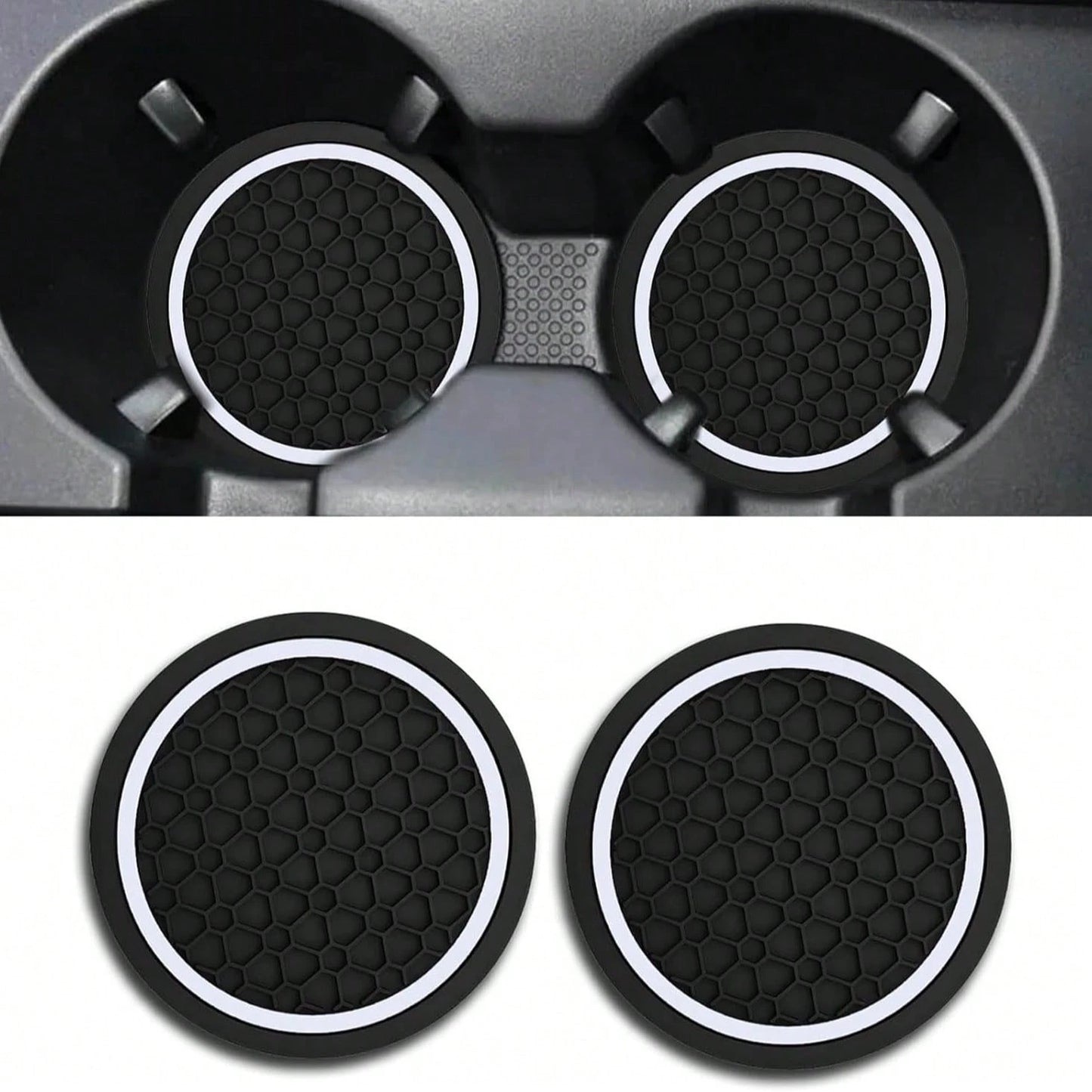 2PCS Car Coasters, Dust-Proof Car Interior Accessories Mats, 2.75-Inch Non-Slip Water Coasters, Suitable For Vehicles, Trucks, RVs, Etc.