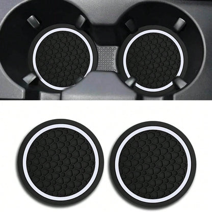 2PCS Car Coasters, Dust-Proof Car Interior Accessories Mats, 2.75-Inch Non-Slip Water Coasters, Suitable For Vehicles, Trucks, RVs, Etc.