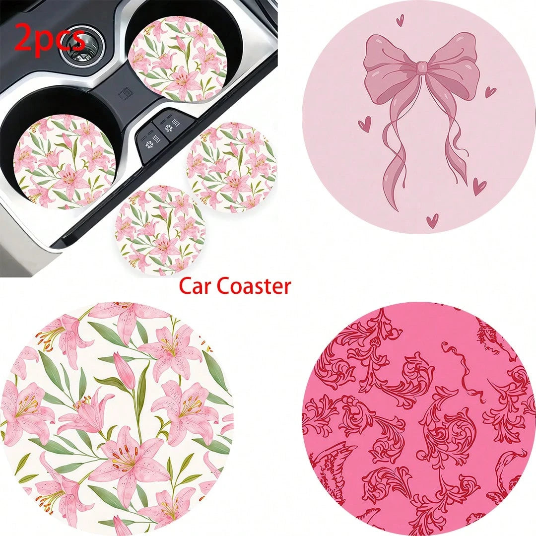 2pcs Car Cup Holder Coasters, Anti- Shockproof Universal Fashion Car Coasters, Insert Interior Accessories, Party Gift