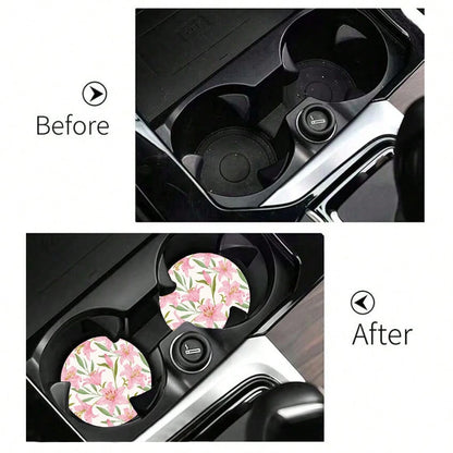 2pcs Car Cup Holder Coasters, Anti- Shockproof Universal Fashion Car Coasters, Insert Interior Accessories, Party Gift